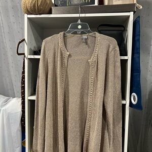 Chico's Tan Open-Front Cardigan